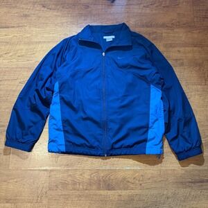 Nike Mens Blue Full Zip Windbreaker Jacket Jersey Lined Swoosh Logo Size Medium